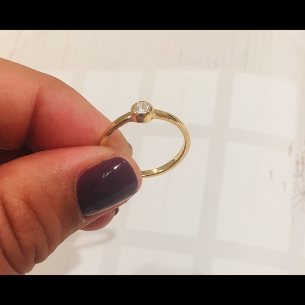 Chic Minimal Gold Solitaire Ring - image 2